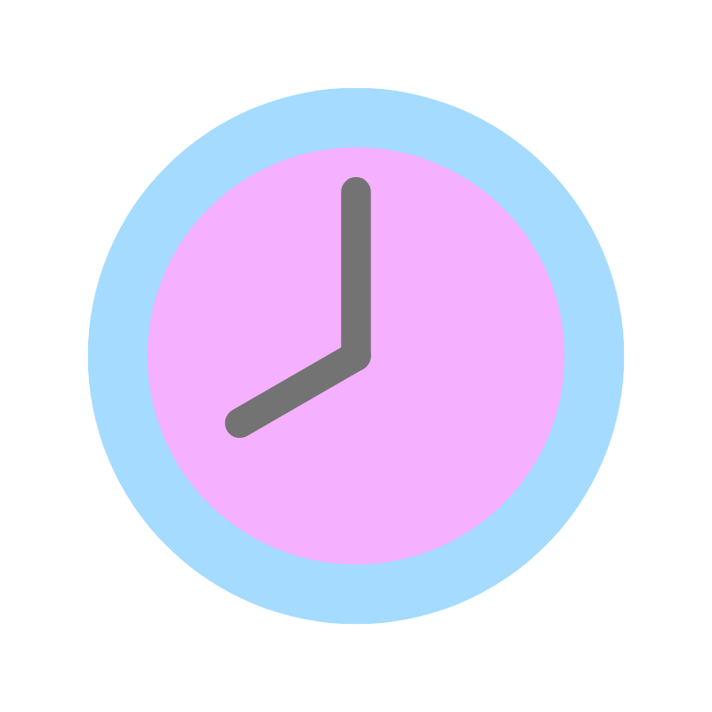 A pink and blue clock